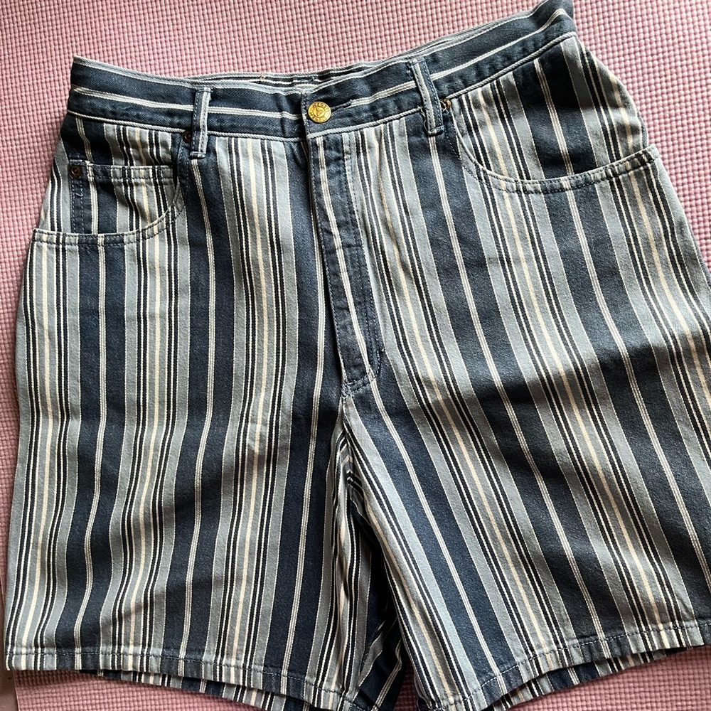Striped Denim Shorts